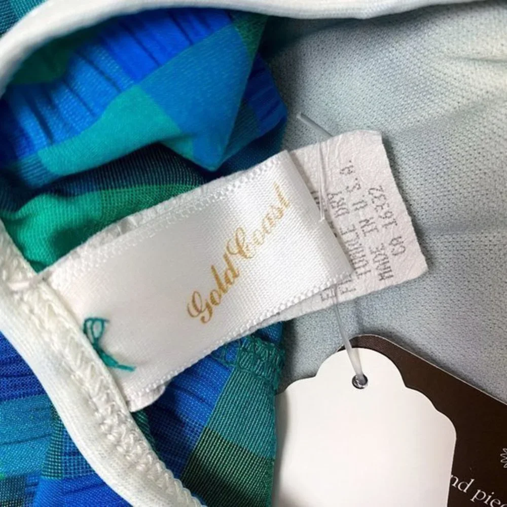 1980's Gold Coast One piece‎ Swim suit w/ blue amd green checks Sz 12
